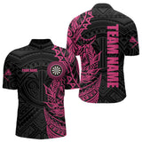 Maxcorners Personalized Pink Black Tribal Darts Polo & Quarter Zip Custom Dart Shirts For Men Dart Jerseys