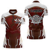 Maxcorners Personalized Wine Red And White Dart Shirts For Men Custom Team Darts Jerseys Polo & Quarter Zip