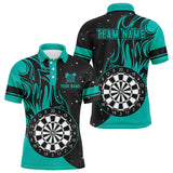 Maxcorners Personalized Turquoise Darts Fire Polo Shirts Best Custom Darts Shirts For Men Darts Team Jerseys