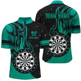 Maxcorners Personalized Turquoise Darts Fire Polo Shirts Best Custom Darts Shirts For Men Darts Team Jerseys