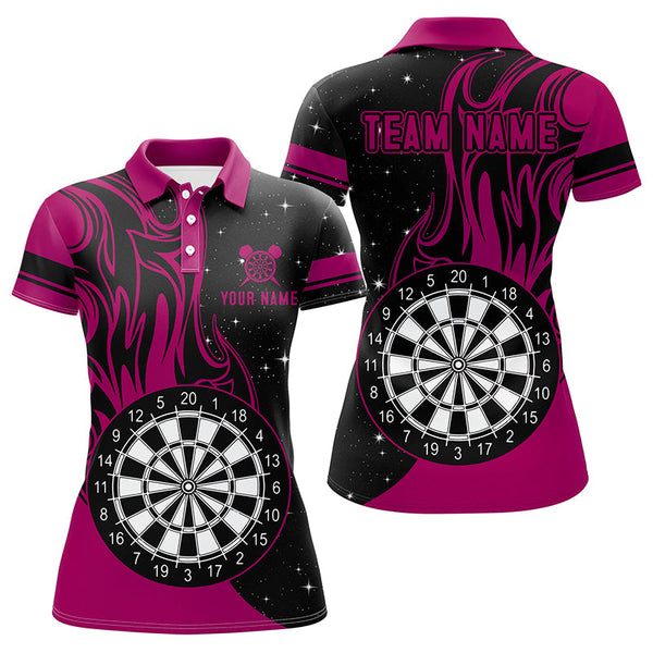 Maxcorners Personalized Pink Darts Fire Polo Shirts Best Custom Darts Shirts For Men Darts Team Jersey