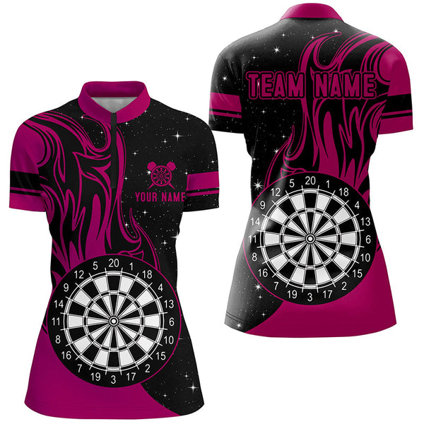 Maxcorners Personalized Pink Darts Fire Polo Shirts Best Custom Darts Shirts For Men Darts Team Jersey