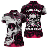 Maxcorners Personalized Pink 3D Fire Crack Skull Dart Shirts Custom Scary Dart Shirts For Men Dart Jersey MT0609