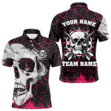 Maxcorners Personalized Pink 3D Fire Crack Skull Dart Shirts Custom Scary Dart Shirts For Men Dart Jersey MT0609