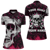 Maxcorners Personalized Pink 3D Fire Crack Skull Dart Shirts Custom Scary Dart Shirts For Men Dart Jersey MT0609
