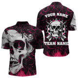 Maxcorners Personalized Pink 3D Fire Crack Skull Dart Shirts Custom Scary Dart Shirts For Men Dart Jersey MT0609