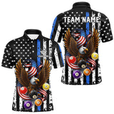 Maxcorners Billiard Eagle American Flag Stripes Pool Jersey For Men Custom Patriotic Billiard Team Shirt|Blue LM0910