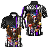Maxcorners Billiard Eagle American Flag Stripes Pool Jersey For Men Custom Patriotic Billiard Shirt|Purple LM0910
