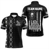 Maxcorners Personalized Billiard Skull Grunge Us Flag Men Billiard Shirts Custom Argyle Billiard Team Jerseys