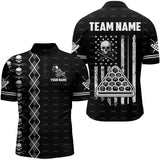 Maxcorners Personalized Billiard Skull Grunge Us Flag Men Billiard Shirts Custom Argyle Billiard Team Jerseys