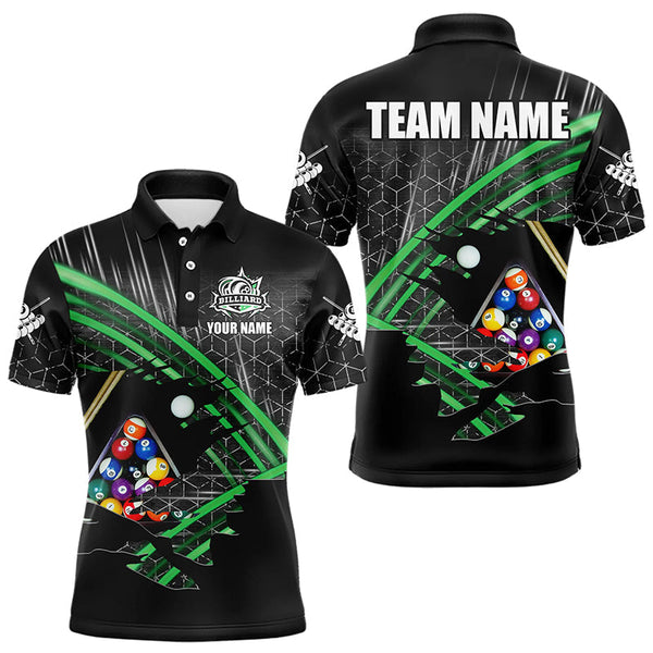 Maxcorners Personalized Billiard Shirts For Men Custom Billiard Pool Ball Jerseys, Billiard Team Shirt | Green