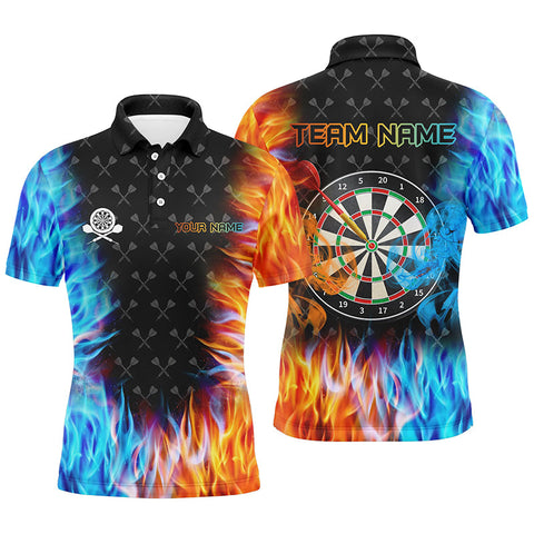 Personalized Dart Board Fire And Water 3D Printed Darts Polo Shirts
