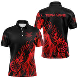Maxcorners Red And Black Dartboard Fire Flame Darts Polo & Quarter Zip Custom Dart Shirt For Men Dart Jerseys