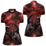 Maxcorners Personalized Red Grim Reaper Custom Thunder Lightning Men Dart Shirts, 3D Darts Team Jerseys