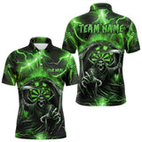 Maxcorners Personalized Green Grim Reaper Custom Thunder Lightning Men Dart Shirts, 3D Darts Team Jerseys
