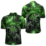 Maxcorners Personalized Green Grim Reaper Custom Thunder Lightning Men Dart Shirts, 3D Darts Team Jerseys