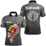 Maxcorners Personalized Grunge Maryland Archery Shirts For Men, Custom Maryland Flag Shirts For Archers