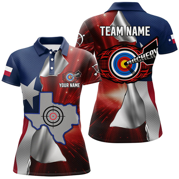 Maxcorners Personalized Texas Flag 3D Printed Men Archery Shirts, Best Patriotic Texas Archery Team Jerseys