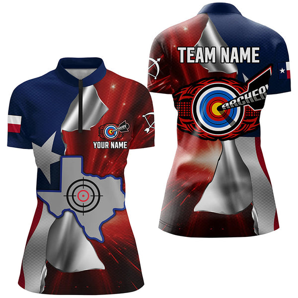 Maxcorners Personalized Texas Flag 3D Printed Men Archery Shirts, Best Patriotic Texas Archery Team Jerseys