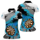 Maxcorners Blue Dartboard Fire Flame Paint Splash Dart Shirt Polo & 1/4 Zip For Men Custom Dart Team Jersey MT1706