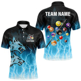 Maxcorners Custom Billiard Shirt For Men – Blue Thunder Lightning Wolf Pool Balls Team Jersey Polo & 1/4 Zip MT0708