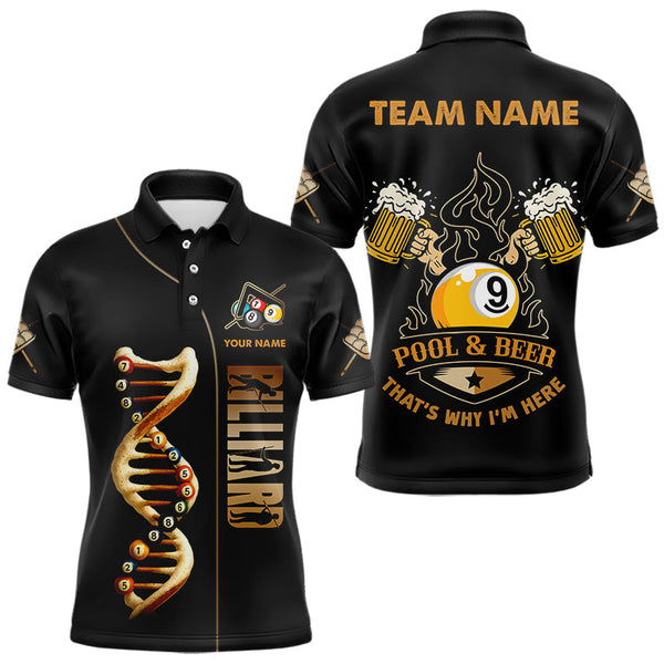 Maxcorners Funny DNA Billiard Shirt For Men Custom 9 Ball Pool & Beer That's Why I'M Here Team Jersey LM0210