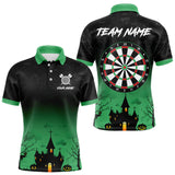 Maxcorners Custom Black And Green Halloween Darts Shirt For Men, Darts Jerseys Outfit Team Polo & 1/4 Zip MT0708