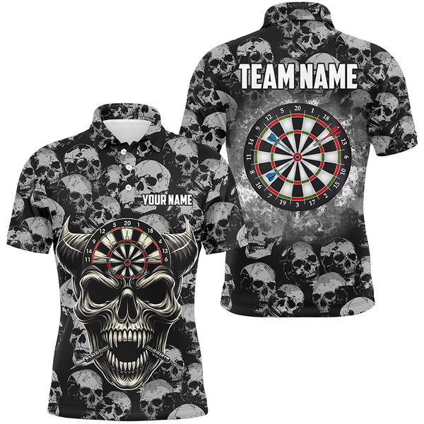 Maxcorners Retro Skull Pattern Darts Darts Jersey Customized Name, Team Name 3D Polo Shirt