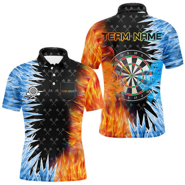 Maxcorners Personalized Ice And Fire Darts Shirt With Pocket For Men, Darts Team Jersey LM2607