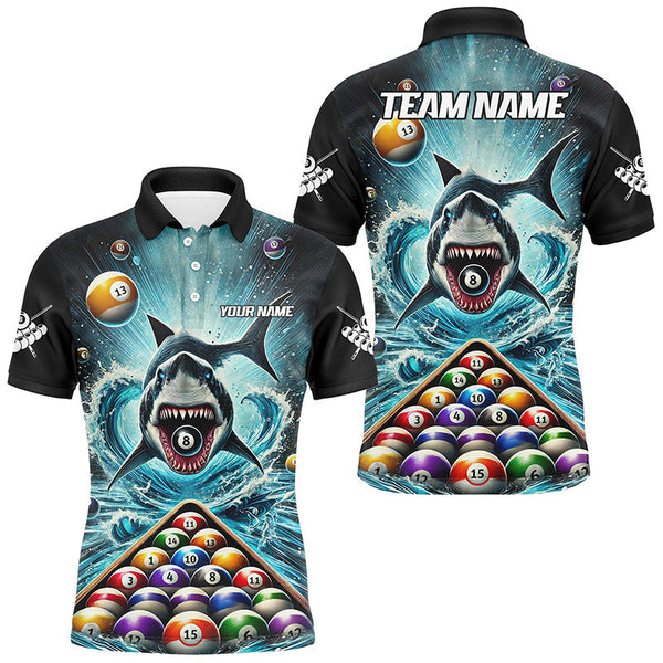 Maxcorners Personalized Pool Ball And Shark Billiard Shirts For Men Custom Unique Team League Billiard Jerseys