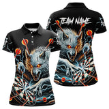 Maxcorners Personalized Wolf Thunder Lightning Darts Polo, Quarter Zip Custom Dart Shirts For Men Darts Jersey