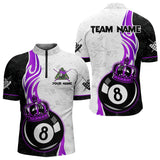 Maxcorners 8 Ball Pool Crown Billiard Shirt For Men Custom Pool Jersey Billiard Team Shirt |Purple MT1706
