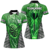 Maxcorners Darts Green Dartboard Thunder Lightning Customized Name, Team Name 3D Polo Shirt