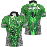 Maxcorners Darts Green Dartboard Thunder Lightning Customized Name, Team Name 3D Polo Shirt