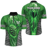 Maxcorners Darts Green Dartboard Thunder Lightning Customized Name, Team Name 3D Polo Shirt