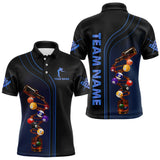 Maxcorners Funny DNA Wine Billiard Shirt For Men Custom Pool Team Shirts, Billiard Jersey Polo & 1/4 Zip|Blue MT0811