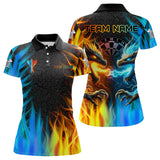 Maxcorners Personalized Dragon Water Fire 3D Dart Polo & Quarter Zip Custom Dart Shirts For Women Dart Jerseys