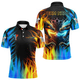 Maxcorners Personalized Dragon Water Fire 3D Dart Polo & Quarter Zip Custom Dart Shirts For Men Dart Jerseys