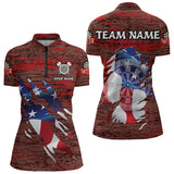 Maxcorners Personalized Red Grunge American Flag Darts Shirts For Women Custom Patriotic Darts Team Jerseys