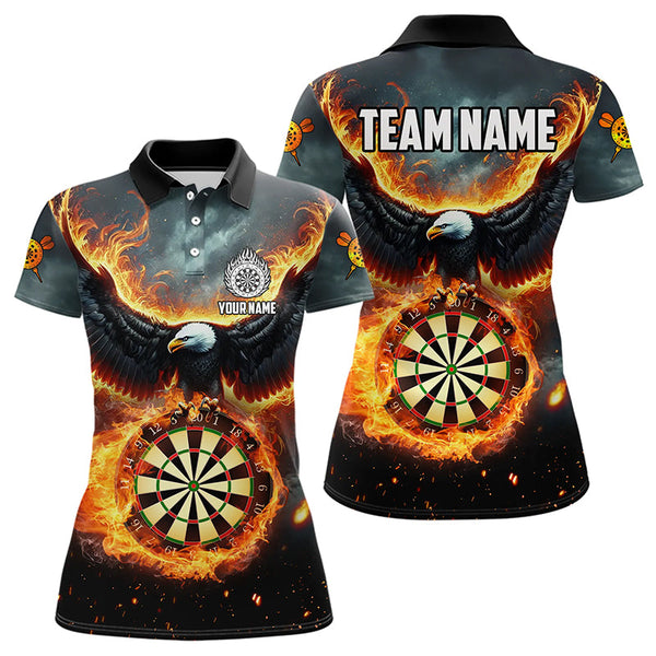 Maxcorners Personalized Fire Flame Dartboard Eagle 3D Dart Shirts For Women Darts League Team Shirt Dart Jerseys