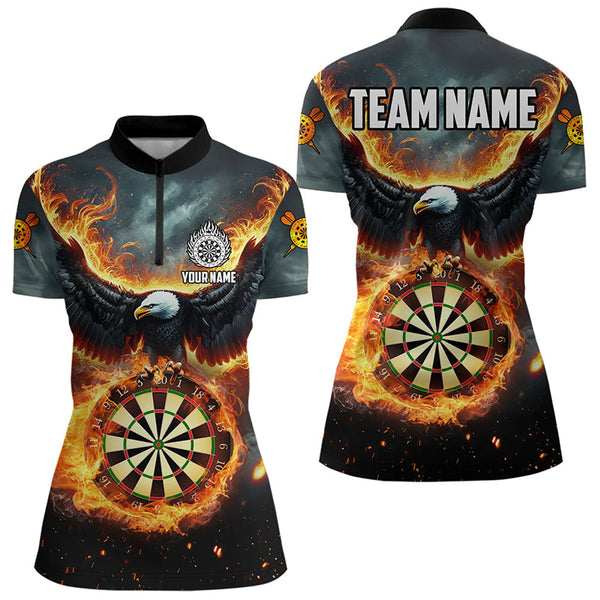 Maxcorners Personalized Fire Flame Dartboard Eagle 3D Dart Shirts For Women Darts League Team Shirt Dart Jerseys