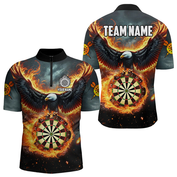 Maxcorners Personalized Fire Flame Dartboard Eagle 3D Dart Shirts For Men Darts League Team Shirt Dart Jerseys