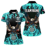 Maxcorners Turquoise Flame American Flag Eagle Custom 3D Dart Shirt For Men And Womenpatriotic Darts League Team Jersey