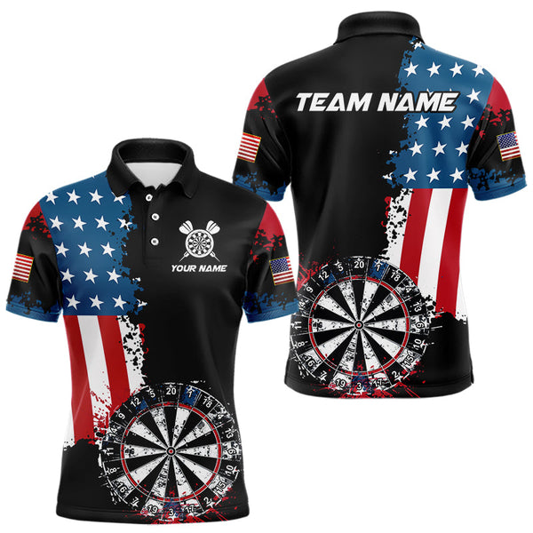 Maxcorners Personalized Grunge Dartboard American Flag Darts Shirts For Men, Patriotic Us Flag Dart Jerseys LM0803