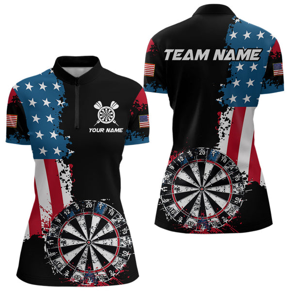 Maxcorners Personalized Grunge Dartboard American Flag Darts Shirts For Men, Patriotic Us Flag Dart Jerseys LM0803