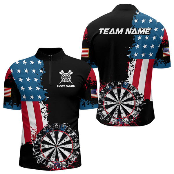 Maxcorners Personalized Grunge Dartboard American Flag Darts Shirts For Men, Patriotic Us Flag Dart Jerseys LM0803