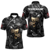 Maxcorners Personalized Skull Dartboard Smoke Pattern Black Dart Shirts For Men Dart Jerseys Polo & 1/4 Zip LM0803