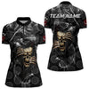 Maxcorners Personalized Skull Dartboard Smoke Pattern Black Dart Shirts For Men Dart Jerseys Polo & 1/4 Zip LM0803