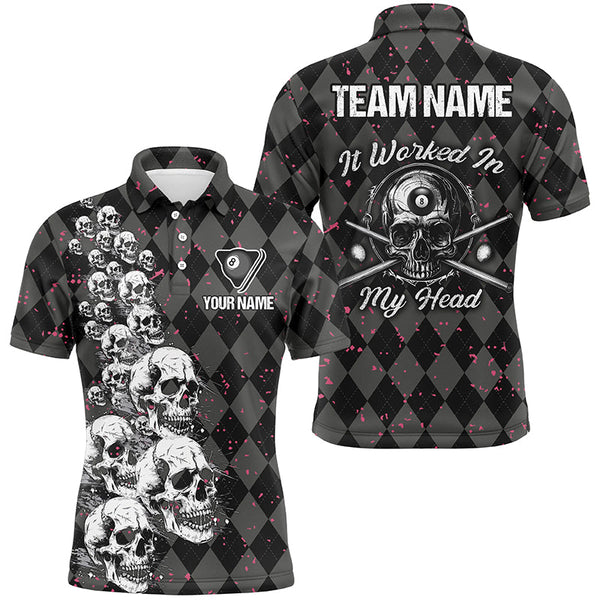 Maxcorners Billiard Skull It Worked In My Head Custom Argyle Pattern Billiard Shirts, Pool Team Jerseys