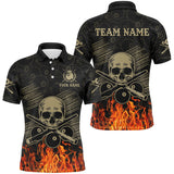 Maxcorners Personalized Skull 8 Ball Pool Billiard Shirts For Women Custom Fire Flame Billiard Clothing Jerseys